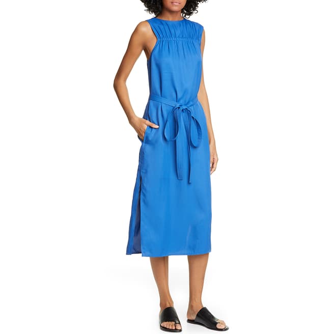 HELMUT LANG Blue Sleeveless Midi  Dress