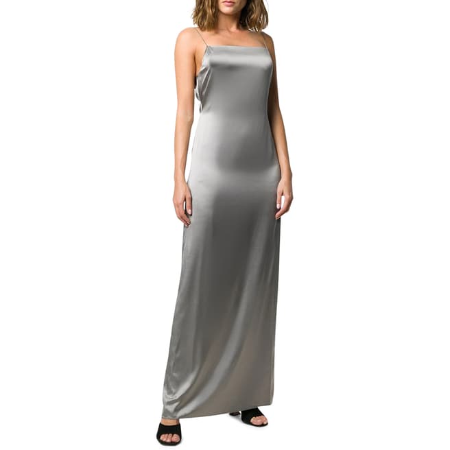 HELMUT LANG Grey Silk Blend Maxi Dress