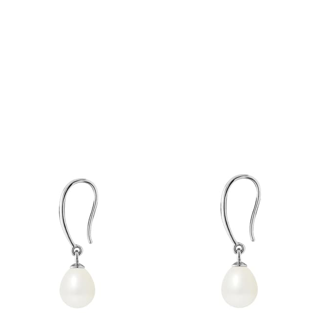Mitzuko White Pearl Silver Hanging Earrings