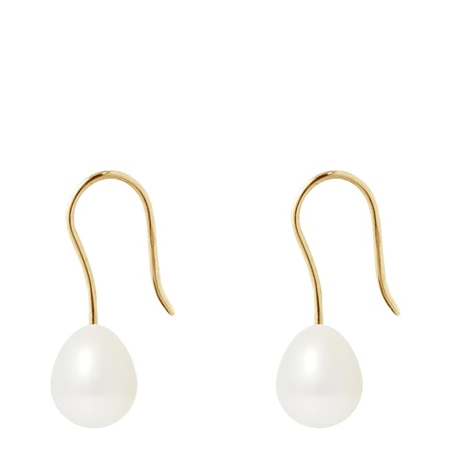 Mitzuko White Pearl Gold Hanging Earrings
