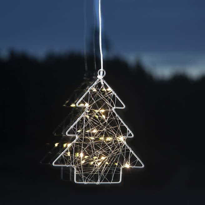 Christmas Magic Wiry Hanging Decoration, Silver