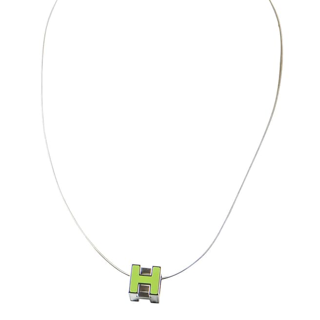 Hermes Vintage Green/Silver H Cube Necklace