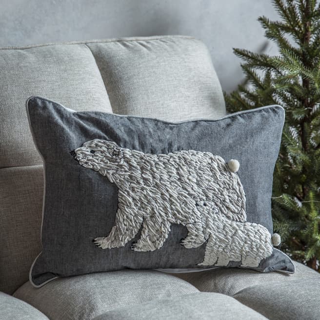 Gallery Living Polar Bear Cushion, Grey