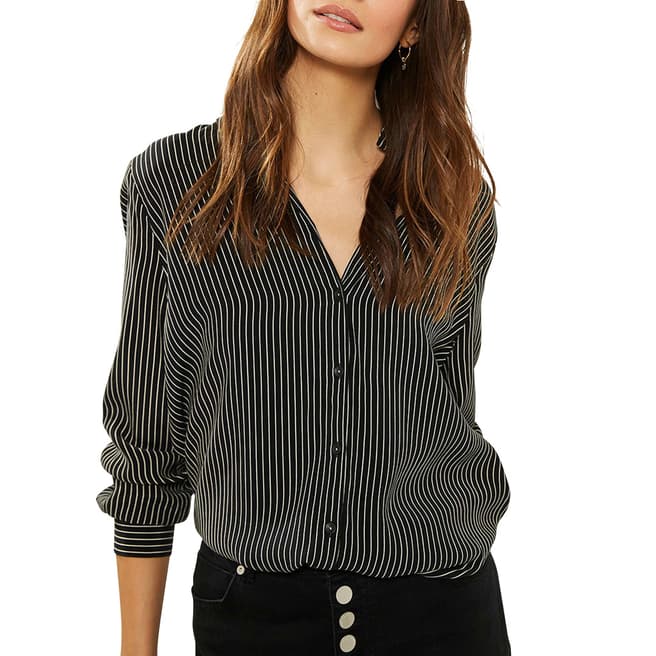 Mint Velvet Black Striped Longline Shirt