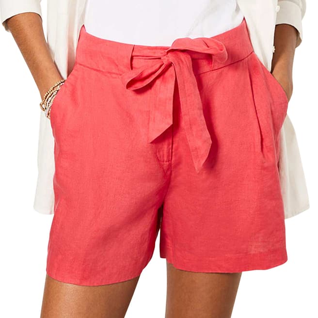 Mint Velvet Pink Linen Belted Shorts