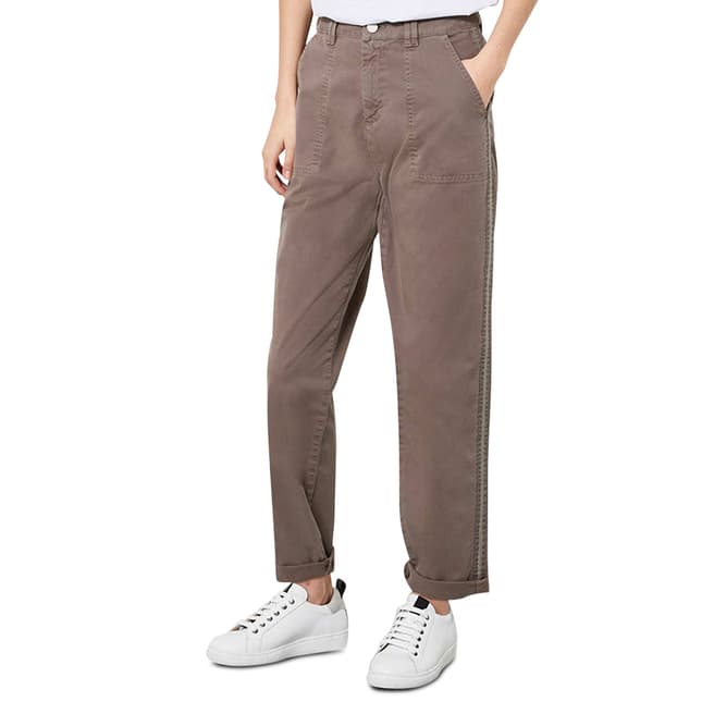 Mint Velvet Brown Striped Cotton Chino Trousers