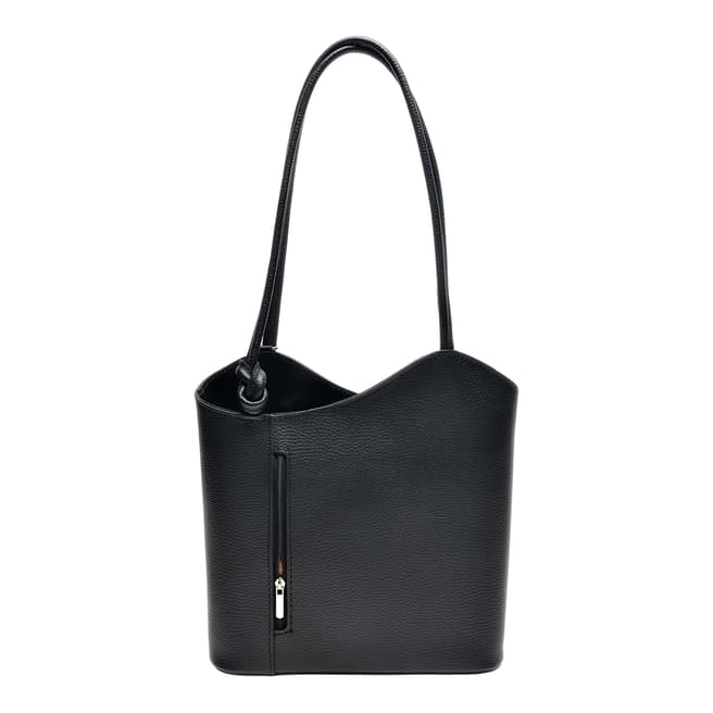 Anna Luchini Black Leather Tote Bag / Backpack