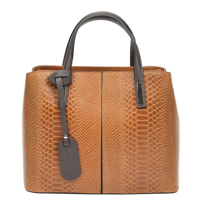 Roberta M Cognac Leather Top Handle Bag