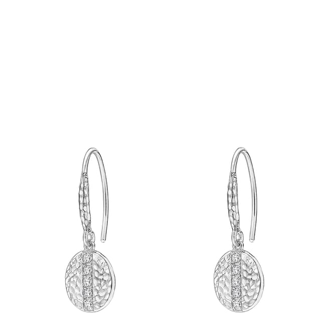 Dower & Hall Sterling Silver White Sapphire Round Drop Earrings