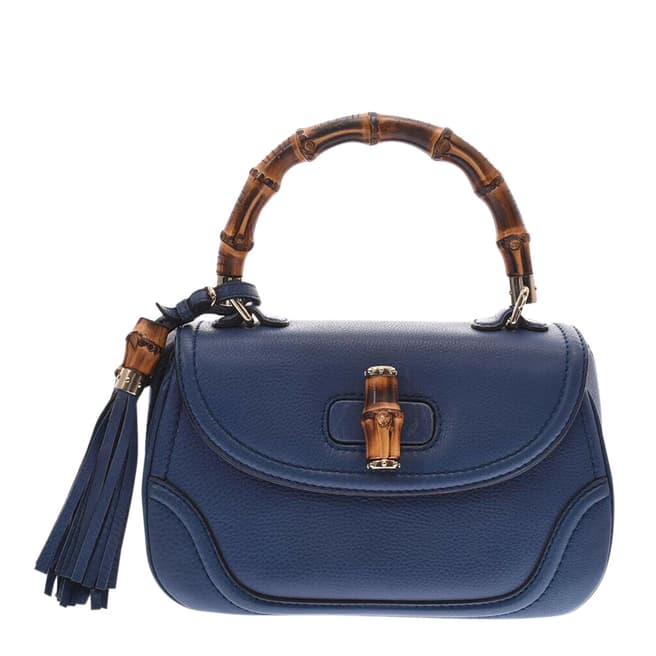 Gucci Vintage Blue Bamboo Handbag
