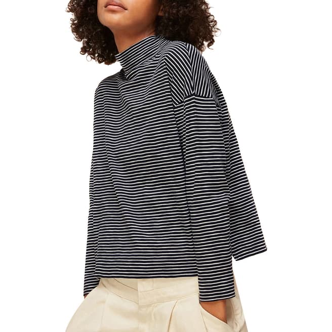 WHISTLES Multi Stripe High Neck Relaxed Top