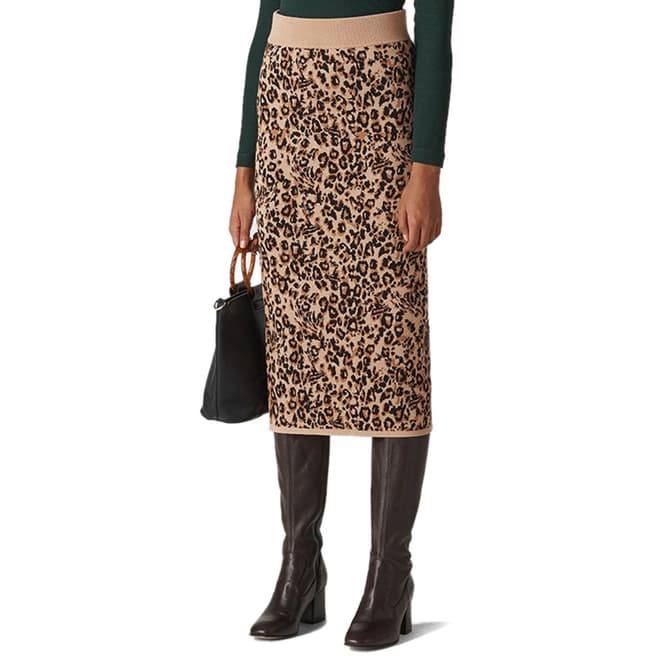 WHISTLES Multi Jungle Cat Knitted Skirt