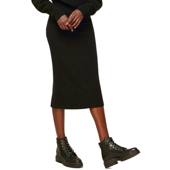 WHISTLES Black Merino Wool Tube Skirt