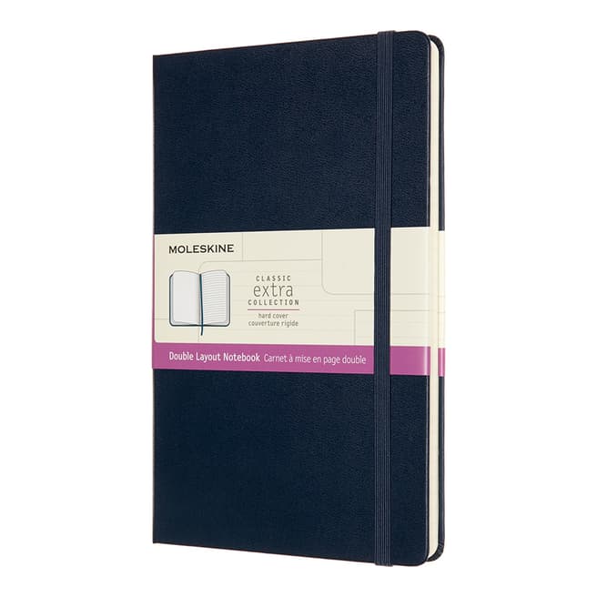 Moleskine Double Layout Ruled-Plain Notebook, Sapphire Blue