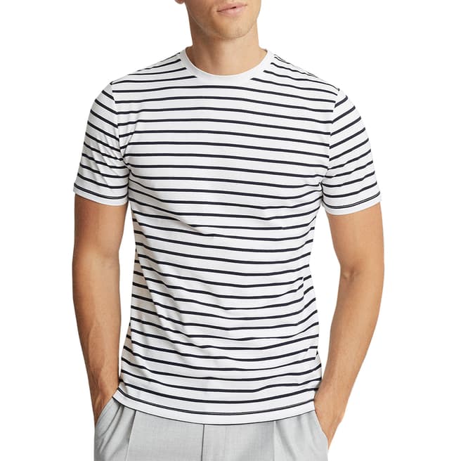Reiss White Holborn Stripe Cotton T-Shirt