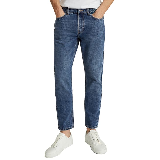 Reiss Blue Brockwell Ripped Cotton Jeans