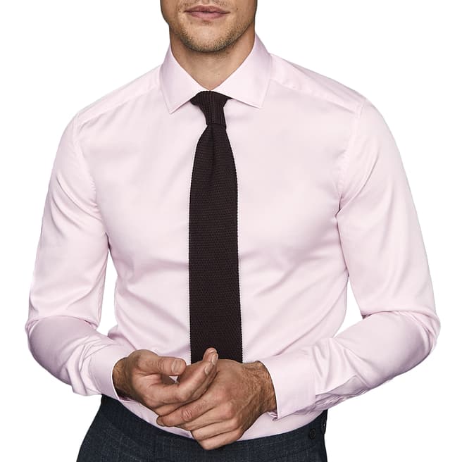 Reiss Pink Remote Slim Fit Cotton Shirt