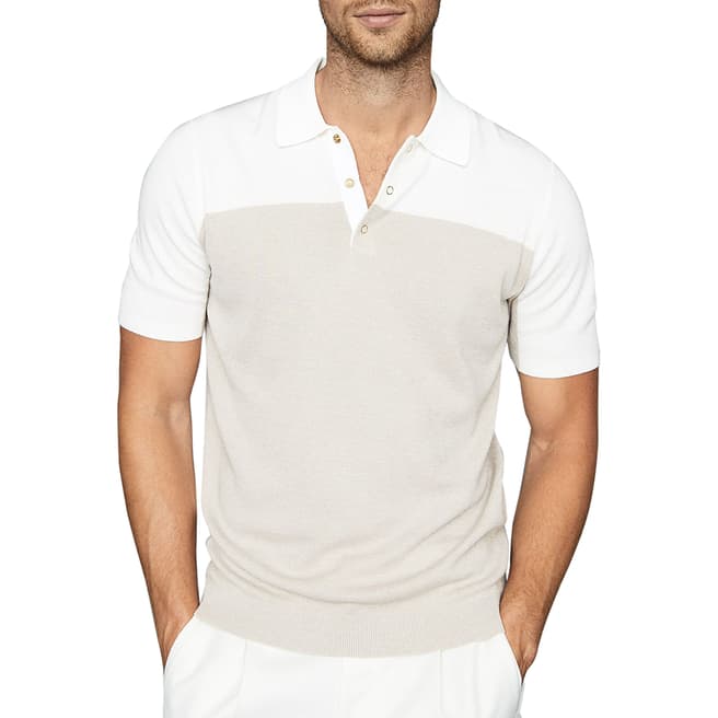 Reiss Natural Alessano Short Sleeve Polo Shirt