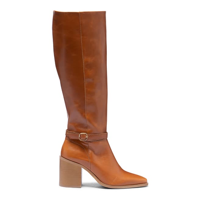 Oliver Sweeney Tan Leather Buckle Knee Boots