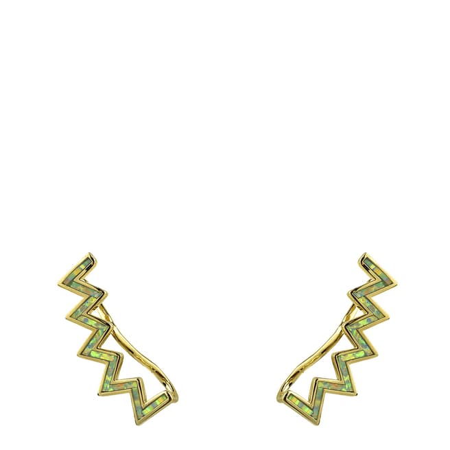nOir 18K Gold Opal Climber Earrings