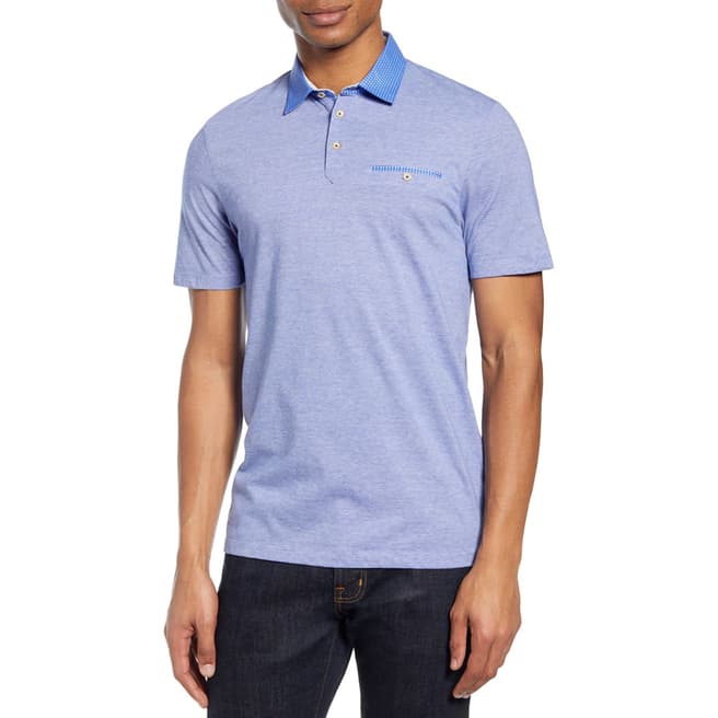 Ted Baker Blue Gwack Striped Cotton Polo Top