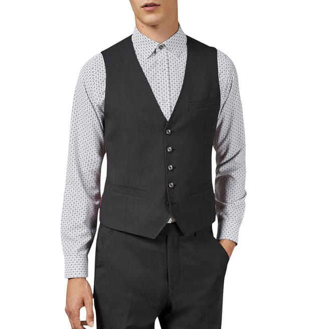 Ted Baker Charcoal Carway Wool Waistcoat