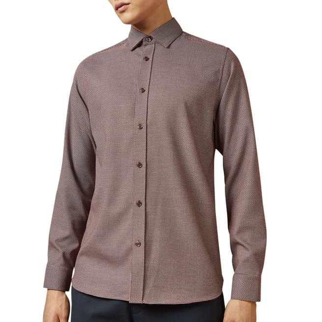 Ted Baker Red Velos Long Sleeve Textured Shirt 