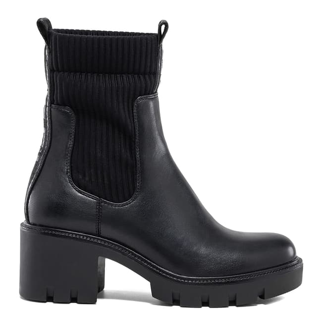 Replay Black Leather Chunky Ankle Boots