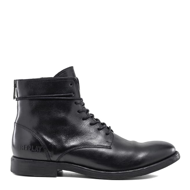 Replay Black Booster Lace Up Boots