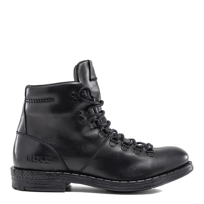 Replay Black Deptford Leather Ankle Boots
