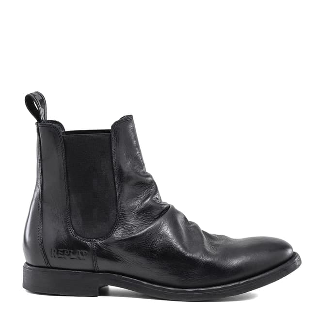 Replay Black Wendrow Leather Chelsea Boots