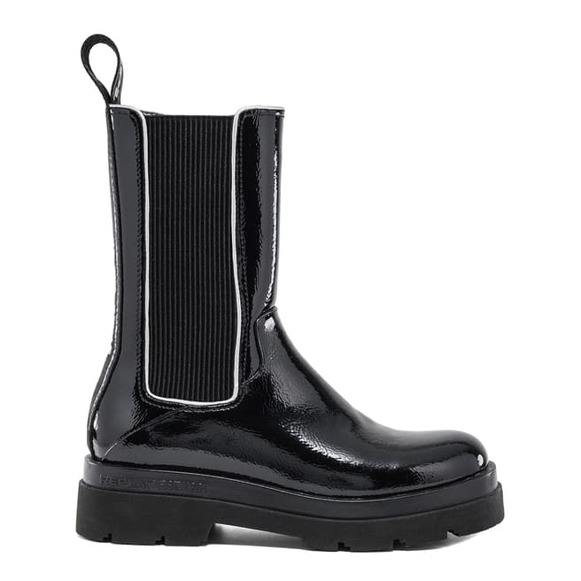 Replay Black Patent Chelsea Boots