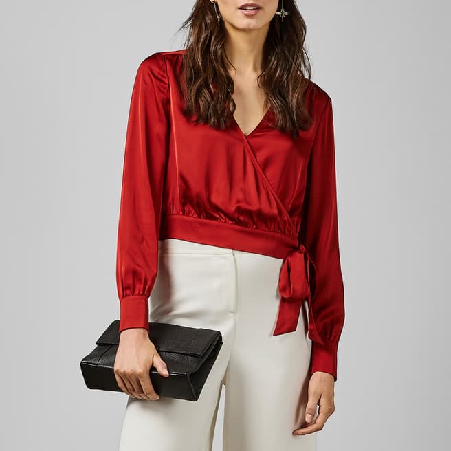 Ted Baker Red Elexiss Tie Detail Wrap Top 