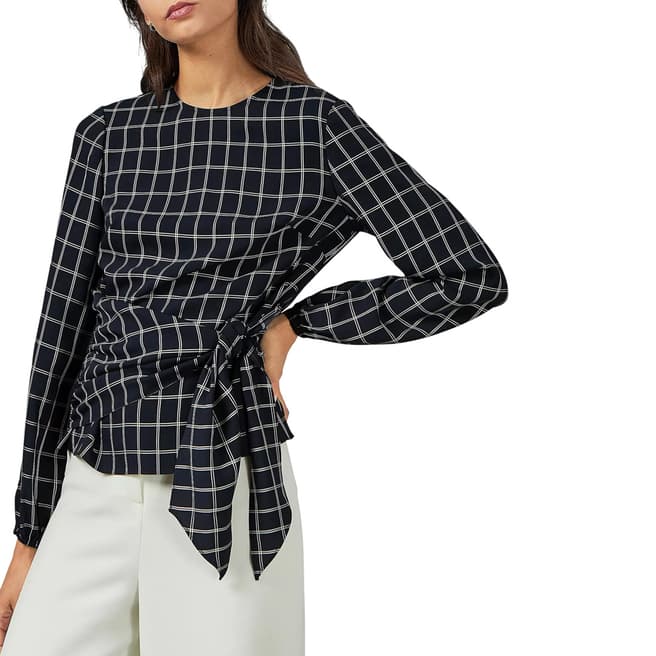 Ted Baker Navy Toulaa Check Wrap Blouse