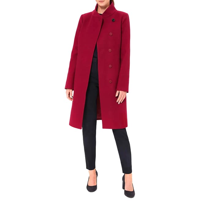 Hobbs London Dark Red Wool Blend Maisie Coat
