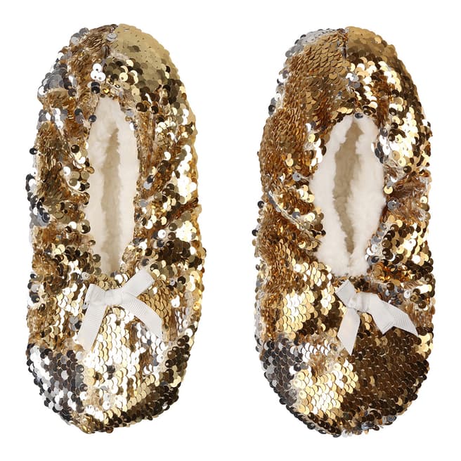 Wild Feet Gold/Silver Sock Sequin Slipper Socks