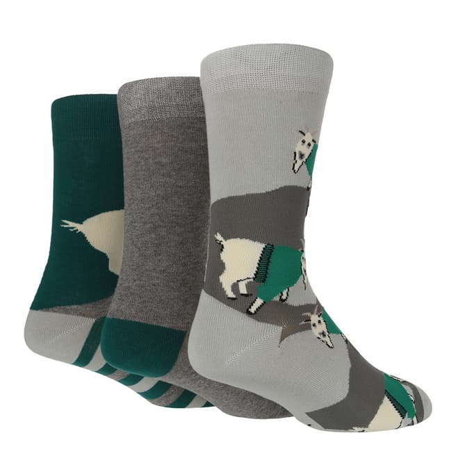 Wild Feet Mountain Goat 3 Pack Jacquard Socks