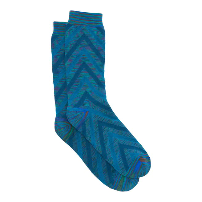 Missoni Blue Printed Cotton Blend Socks