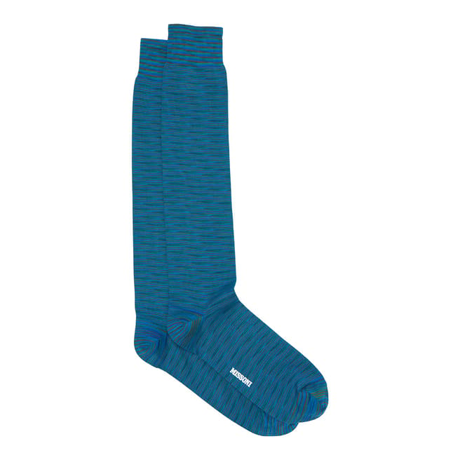Missoni Blue Cotton Blend Long Socks
