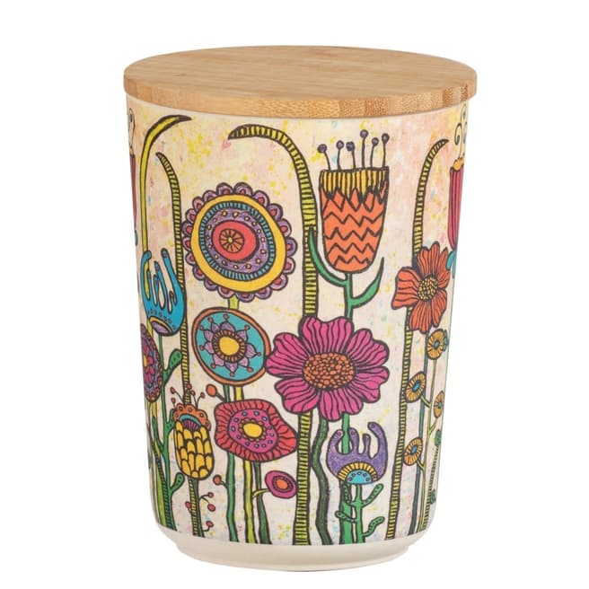 Wenko Storage jar Flowers 0,7 litres, Storage container made of bamboo