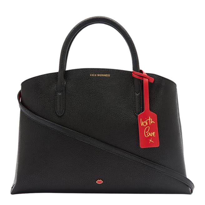 Lulu Guinness Black Grainy Leather Emme Tote