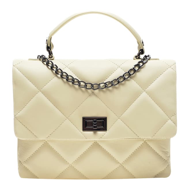 Carla Ferreri Beige Leather Top Handbag