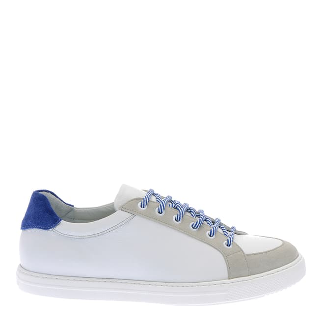 Pazolini White and Blue Leather Sneakers