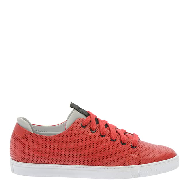 Pazolini Red Leather Perforated Sneakers