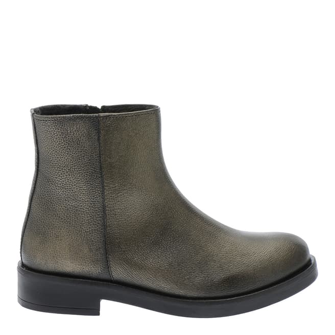 Pazolini Bronze Leather Faux Fur Lined Ankle Boots