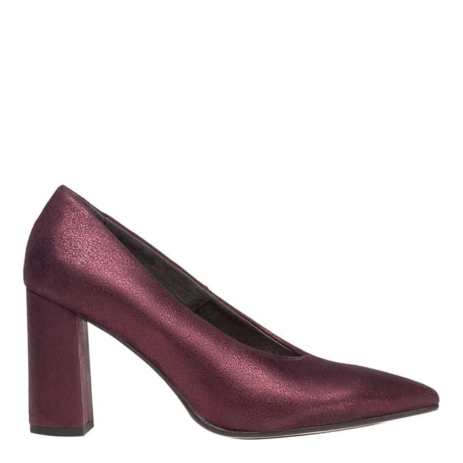 Pazolini Burgundy Glitter Suede Court Shoes