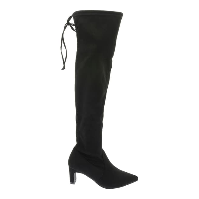 Pazolini Black Suede Effect Knee High Heeled Boots