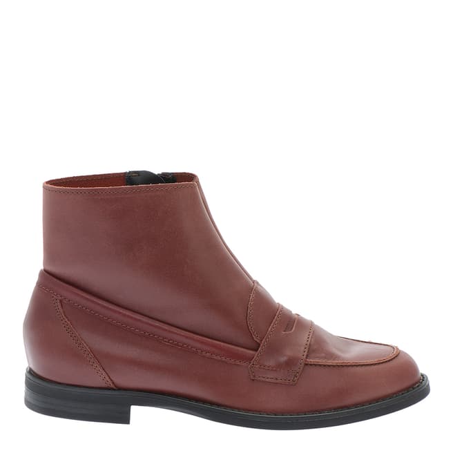 Pazolini Burgundy Leather Penny Slot Ankle Boots