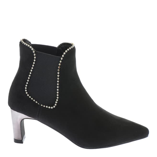 Pazolini Black Suede Effect Heeled Chelsea Boots