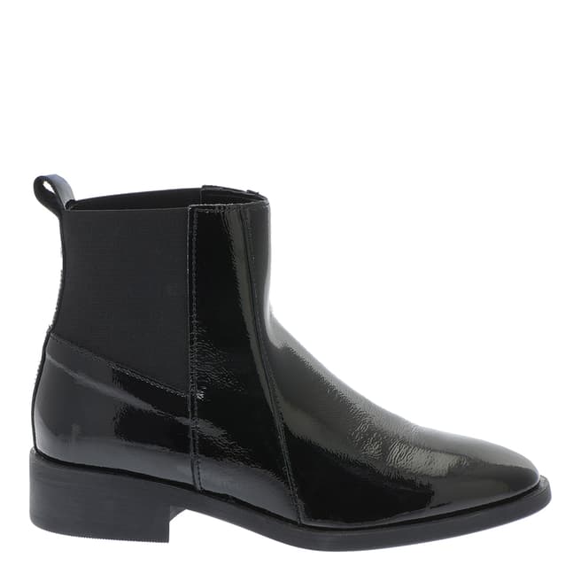 Pazolini Black Patent Leather and Elastic Ankle Boots